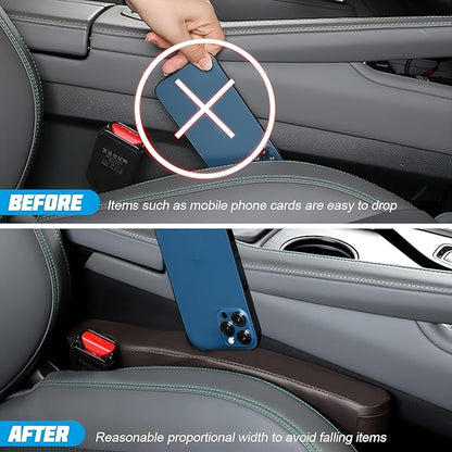 Mandark Car Seat Gap Filler, 2PCS Leather Vehicle Gap Stopper to Fill Between Seat and Console, Automotive Crevice Plug Blocker Accessories from Dropping, Universal for SUV, Sedan, Truck (Coffee)