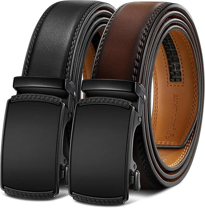 BULLIANT Men Belts 2 Pack,Ratchet Sliding Belt Adjustable For Gift Mens Dress Casual 1 3/8",Cut for Fit