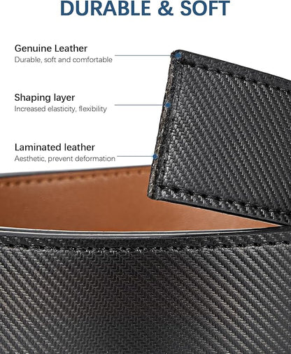 BOSTANTEN Mens Belt Leather Ratchet Belt For Men Dress and Casual with Adjustable Buckle, Trim to Fit