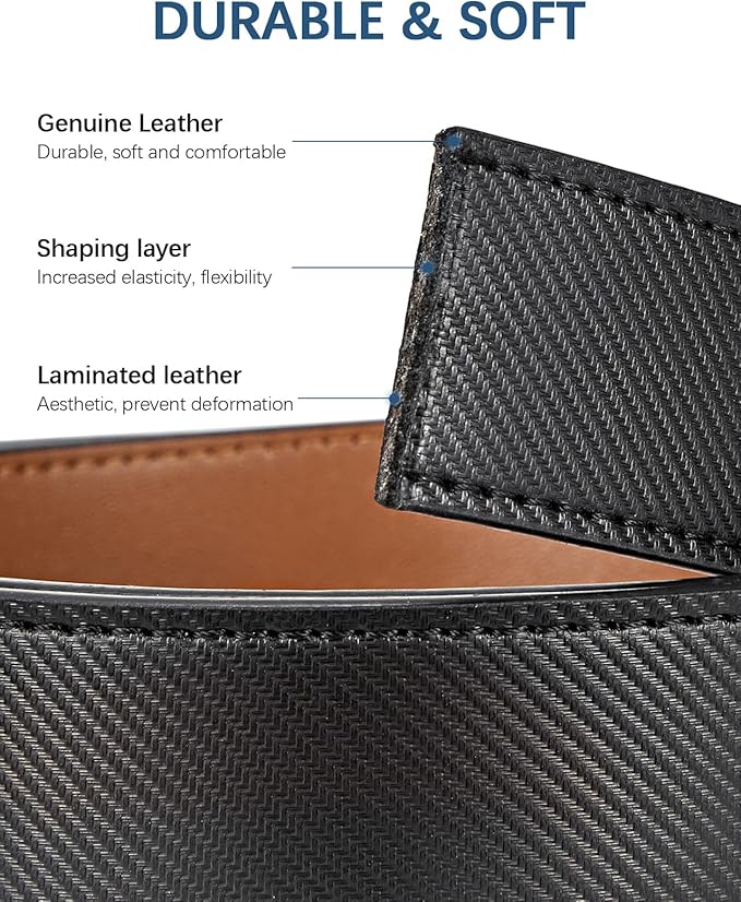 BOSTANTEN Mens Belt Leather Ratchet Belt For Men Dress and Casual with Adjustable Buckle, Trim to Fit