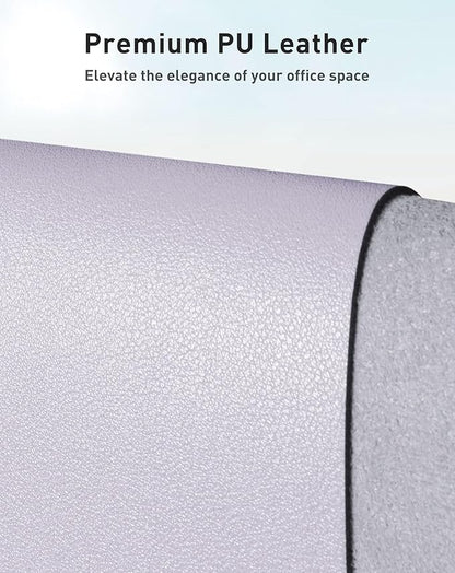 Aothia Faux Leather Desk Mat - Large Mouse Pad, Non-Slip PU Leather Blotter, Waterproof Writing Surface for Office and Home (Soft Lavender, 42" x 17")