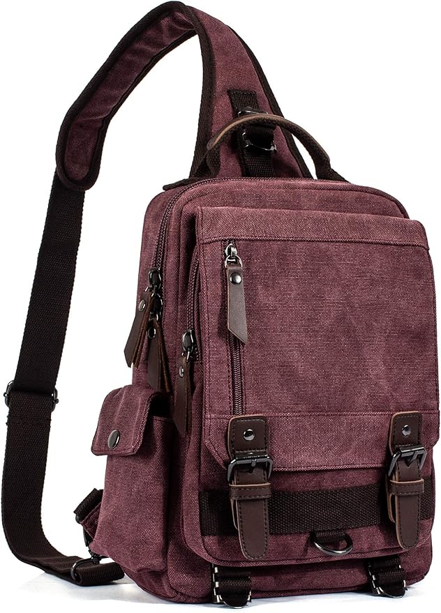 Leaper Retro Crossbody Bag Sling Bag Canvas Messenger Bag for Men Women Shoulder Bag Crossbody Handbags Satchel Travel Bag