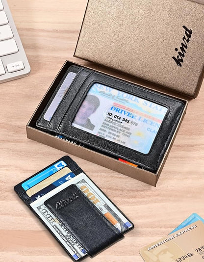 kinzd Money Clip, Front Pocket Wallet, Leather RFID Blocking Strong Magnet thin Wallet | RFID Blocking, Strong Magnet, thin