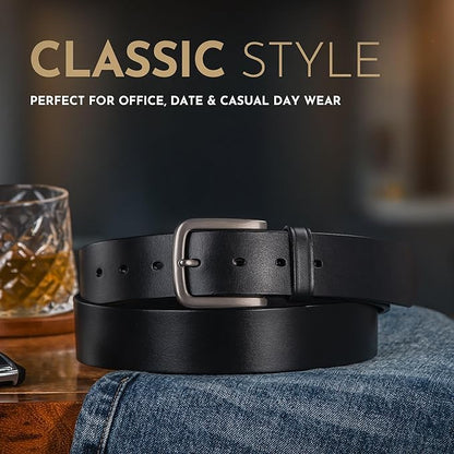 Buffway Men's Leather Belt,1.5" Handmade Top-Grain Leather–Durable,Comfortable,Suitable for Everyday Formal & Casual Wear