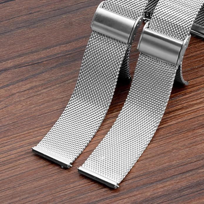 TStrap Mesh Watch Band Metal - Black Quick Release Watch Bands for Men Women - Stainless Steel Smart Watches Strap Bracelet Replacement - 10mm 12mm 14mm 16mm 18mm 20mm 22mm
