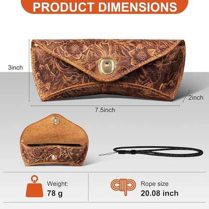 Real Leather Eyeglasses Case for Men and Women - Reading Glasses Pouch
