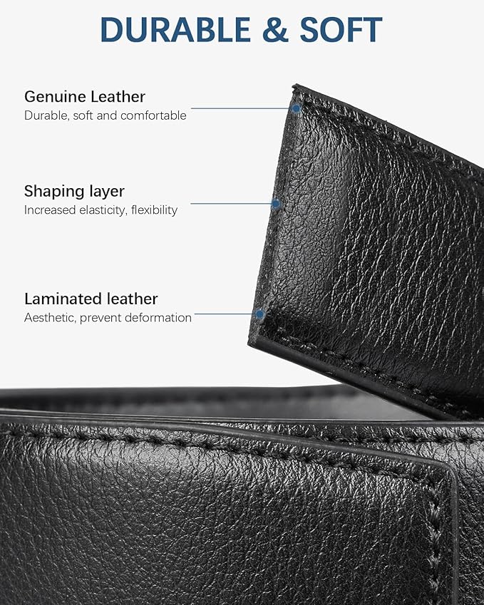 BOSTANTEN Mens Belt Leather Ratchet Belt For Men Dress and Casual with Adjustable Buckle, Trim to Fit
