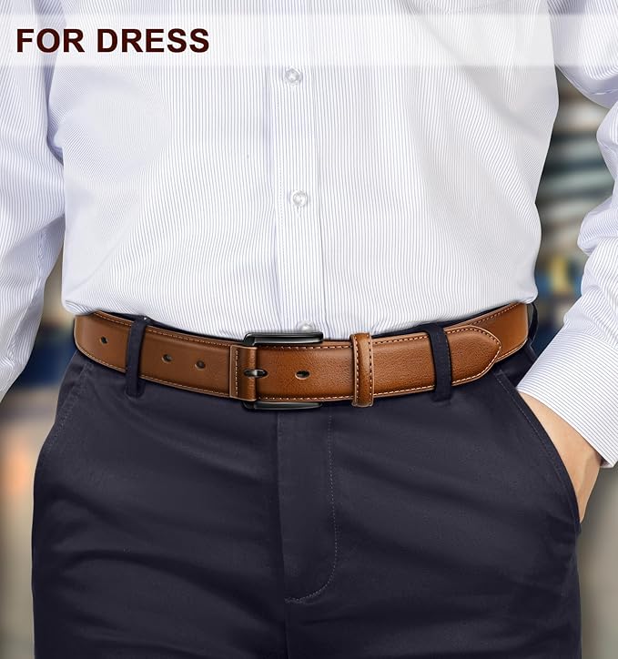 KEMISANT Men Belt-Genuine Leather Belt for Men Dress Casual Golf Jeans 1 3/8"