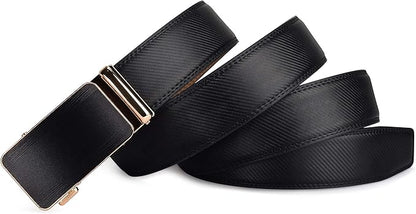 28"-68" Men's Leather Ratchet Dress Belt Big And Tall With Automatic Buckle