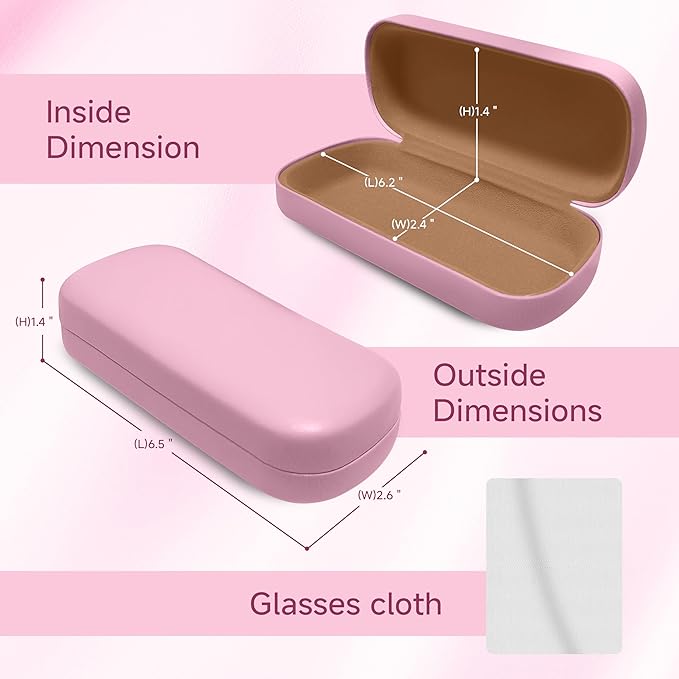 Glasses Case Large Hard Shell Eyeglasses Case PU Leather Protective for Sunglasses Eyeglasses