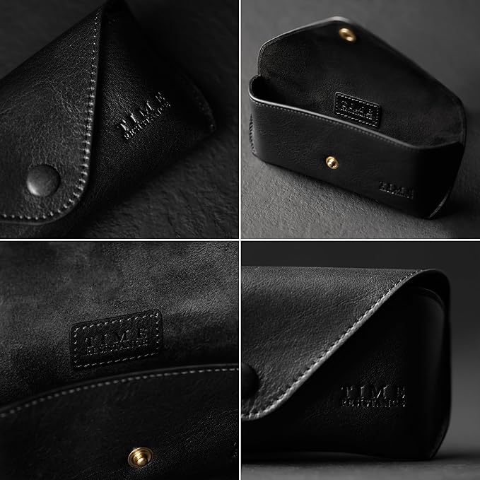 Time Resistance Leather Glasses Case - Hard Shell Leather Eyewear Holder – Sunglasses Case Handmade in Italy
