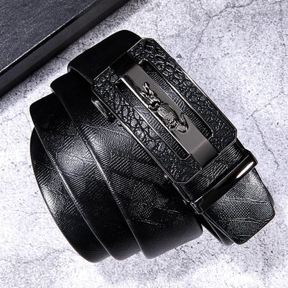 Dubulle Designer Mens Belts, Sliding Automatic Buckle Ratchet Dress Belt TOP Genuine Leather Strap Gifts
