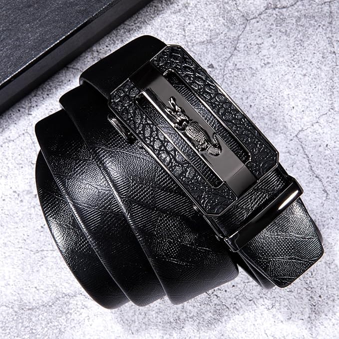 Barry.Wang Mens Belts Leather Ratchet Automatic Buckle Slide Click 1 3/8" Designer Dress Fashion Classic Casual Work Business