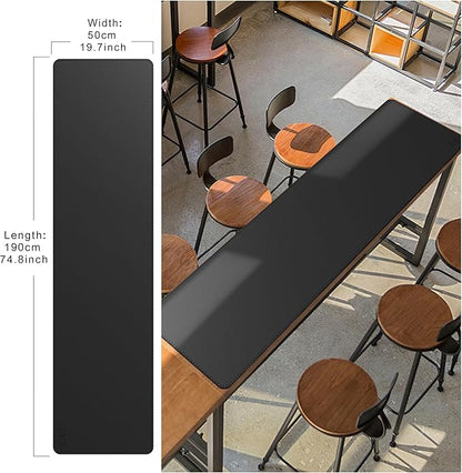 Cacoy 74.8"x19.7" Leather Desk Mat, PU Leather Office Computer Pad, Extended Gaming Mouse Pad, Desk Blotter and Office Table Mat, Waterproof Desktop Protector Laptop Matt for Desktop, Black