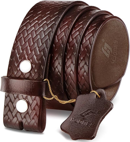 HJones Western Belts for Men without Buckle,Cowboy Belt Buckles for Men,1.5" Wide Genuine Leather Belt No Buckle