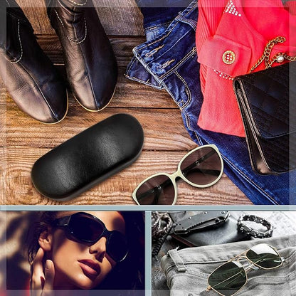 MyEyeglassCase - Large Sunglasses Case - Hard Glasses Case Holder w/Pouch & Cloth - Eyeglass Case Aviator Frames Men & Women