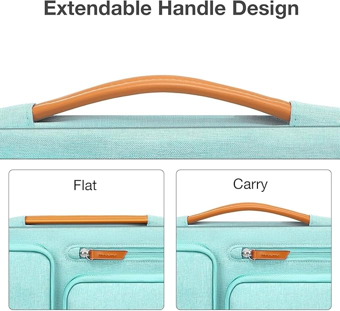 MOSISO 360 Protective Laptop Case 16 inch, 15-15.6 inch Laptop Sleeve Compatible with MacBook Pro 16, HP Acer Dell Lenovo ASUS, Side Open Carrying Case with 4 Zipper Pockets&Handle, Aqua Green
