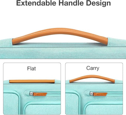 MOSISO 360 Protective Laptop Case 16 inch, 15-15.6 inch Laptop Sleeve Compatible with MacBook Pro 16, HP Acer Dell Lenovo ASUS, Side Open Carrying Case with 4 Zipper Pockets&Handle, Aqua Green