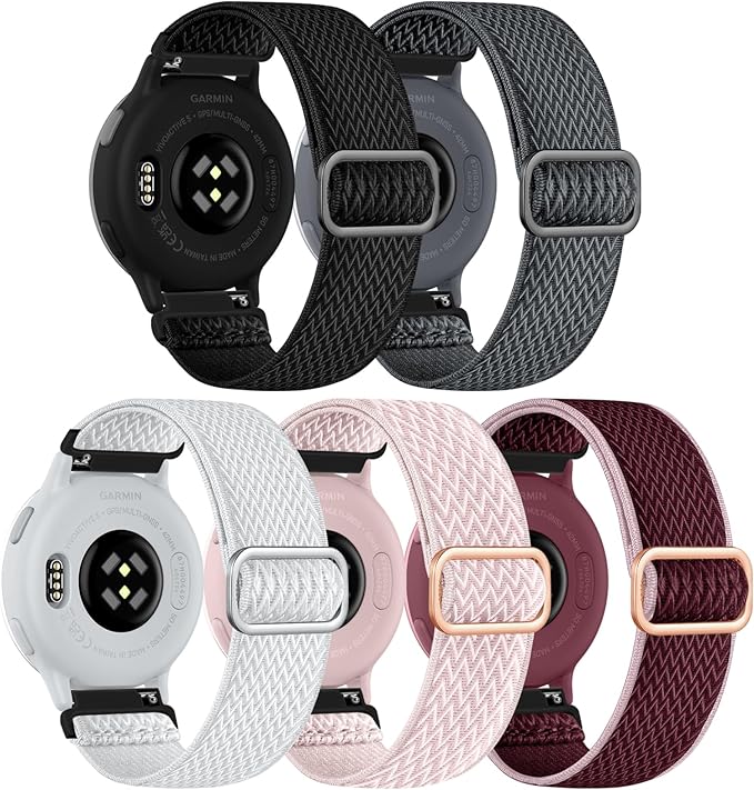 GEAK Quick Release Replacement Wristband Compatible with Garmin Vivoactive 5 / Vivoactive 6 /Vivoactive 3 Watch Band, 20mm Watch Band Adjustable Stretchy Nylon Solo Loop Sport Straps for Men Women