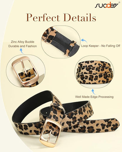 SUOSDEY Women Belts For Jeans Dresses Pants Ladies Leather Waist Belt with Elegant Buckle, Width 1.3"