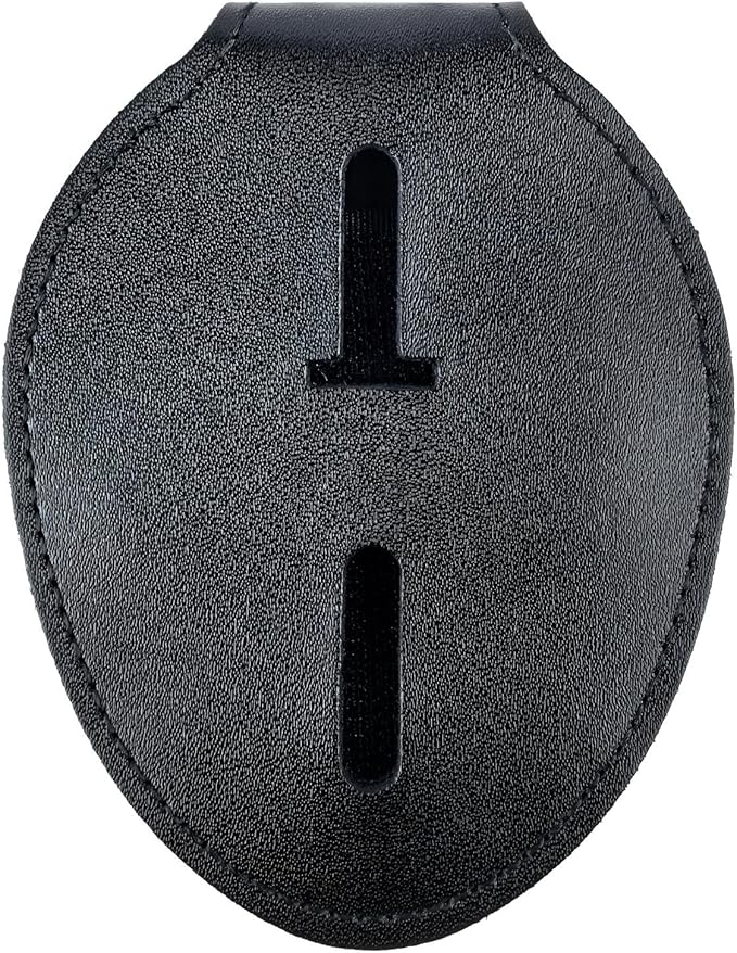 Police Badge Holder,Cowhide Universal Badge Holders with Metal Clip and Chain, Law Enforcement Gift, Elliptical