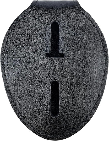 Police Badge Holder,Cowhide Universal Badge Holders with Metal Clip and Chain, Law Enforcement Gift, Elliptical