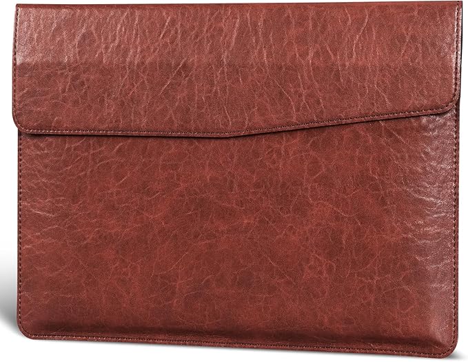 16 inch Genuine Leather Laptop Sleeve for MacBook Pro 16 Inch M5 M4 M3 M2 M1 Pro/Max＆MacBook Air 15 Inch M5 M4 M3 M2 Case,Premium Protective Case Cover with Magnetic Closure-Vintage Red Brown