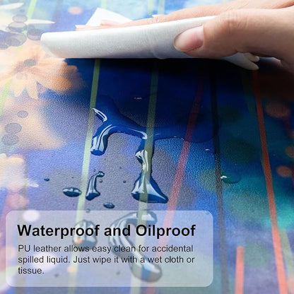 QiyI Large Desk Pad, Waterproof PU Leather Mouse Pad for Desktop, Blue Green Floral Home Décor Office Desk Accessories, Non Slip Desk Mat Writing Pads for Home Office 31.5" x 11.8" - Ivy Flowers