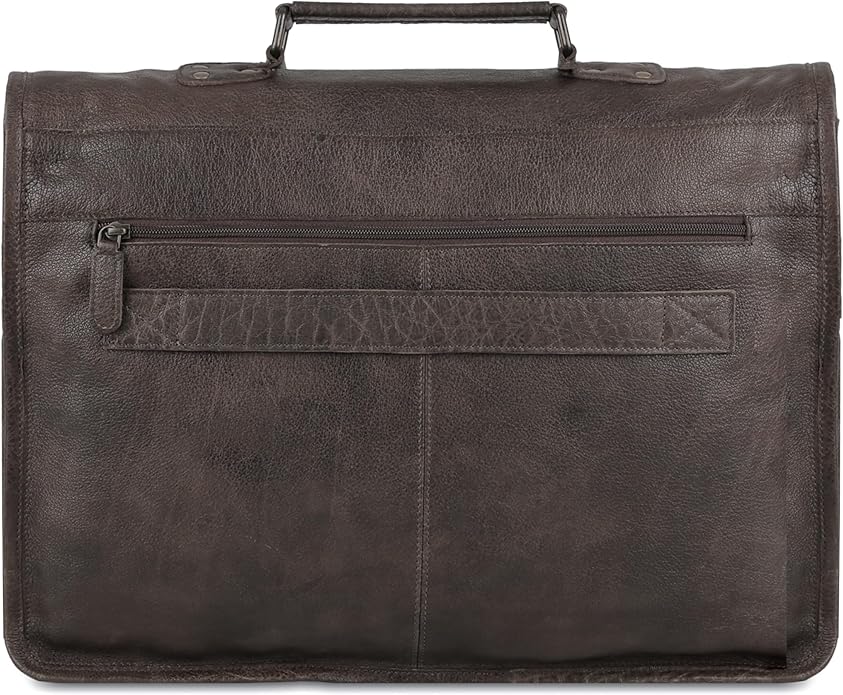 Leather briefcase 18 inch laptop messenger bag for men and women best satchel office bag