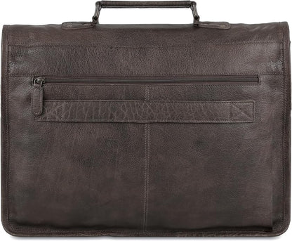 Leather briefcase 18 inch laptop messenger bag for men and women best satchel office bag