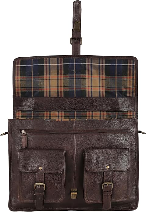 Leather briefcase 18 inch laptop messenger bag for men and women best satchel office bag