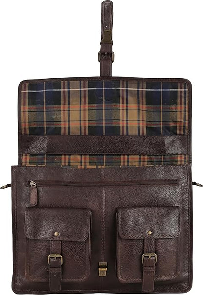 Leather briefcase 18 inch laptop messenger bag for men and women best satchel office bag