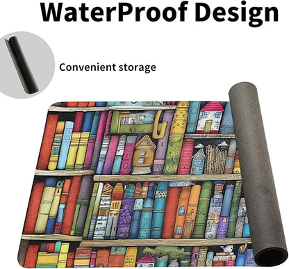 Book Lover's Desk Mat, Large PU Leather Desk Pad with Non-Slip Base, Literary Office Keyboard Mat Ideal Gift for Readers, Gaming & Home Work （31.5 * 15.75in）
