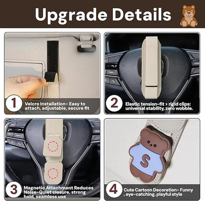 Car Sunglasses Holder Eyeglass Clip with Sun Visor Storage for Cards Magnetic Eyewear Clamp Car Decor