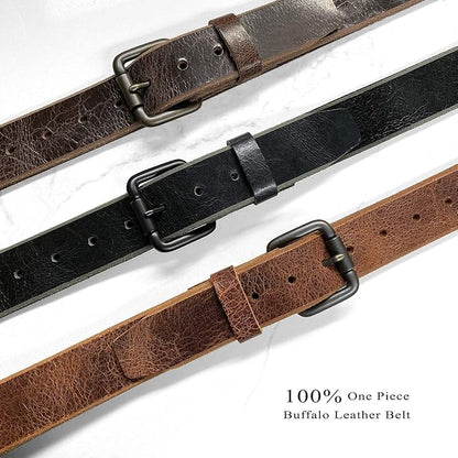 BS304 Genuine Full Grain Vintage Leather Belt Strap or Belt with Buckle_1-1/2"(38mm) wide
