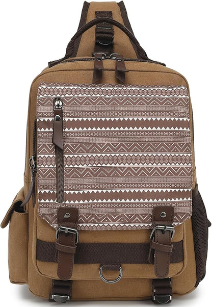 Leaper Retro Crossbody Bag Sling Bag Canvas Messenger Bag for Men Women Shoulder Bag Crossbody Handbags Satchel Travel Bag