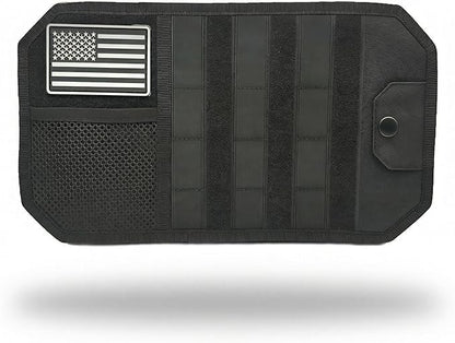 Car Sun Visor Organizer | Multi-Pocket Storage Pouch for SUVs & Trucks | Black Organizer with Double Zippers, Elastic Bands & Glasses Clip | 12.8x7x1.2 Inch