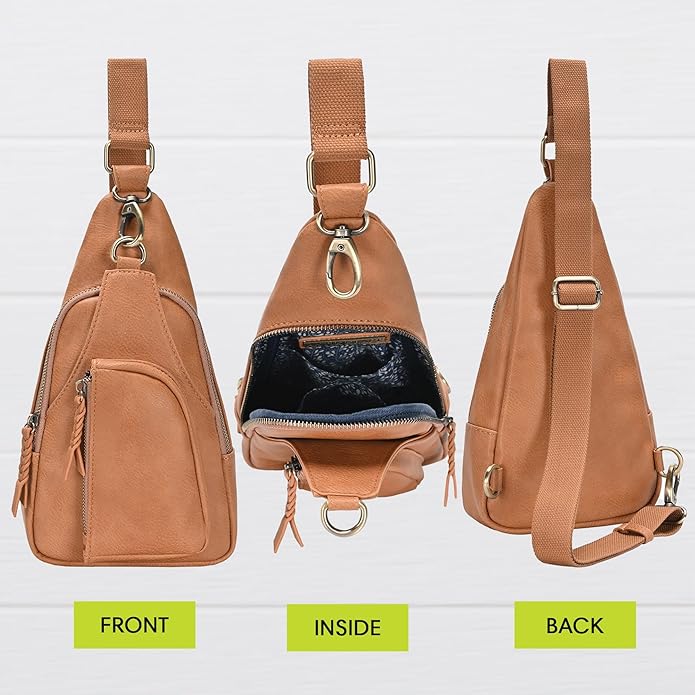 MMS Brands Antik Kraft Tasha Crossbody Sling | Vegan Leather Crossbody Bag for Women with 16-20" Strap | Sling Bags for Women