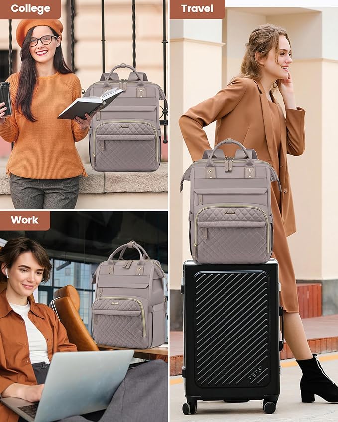 LOVEVOOK Laptop Backpack for Women, 15.6'' Waterproof Nurse Bag Teacher Work Backpack Purse for Women, Travel Computer Backpack for College Office Business Ladies