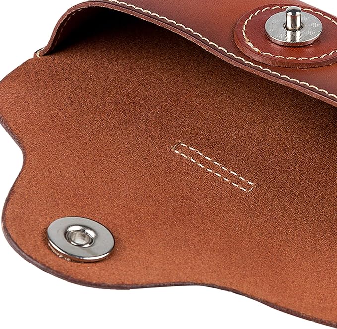 ZLYC Unisex Semi Hard Genuine Leather Eyeglass Case With Belt Loop for Prescription Eyeglasses & Standard Sized Sunglasses
