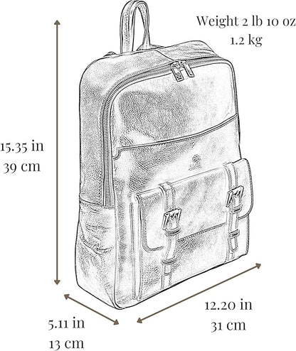 Time Resistance Leather Backpack Vintage Rucksack Purse for Laptop up to 15 in Black