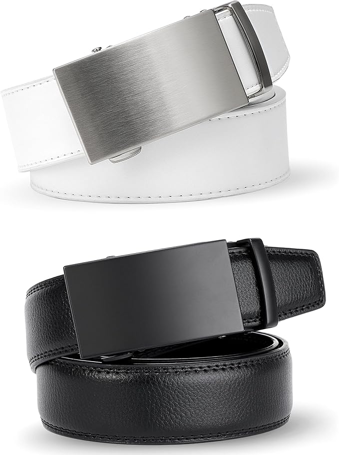 MILORDE Men's Leather Ratchet Belt - 35mm - Customizable Fit