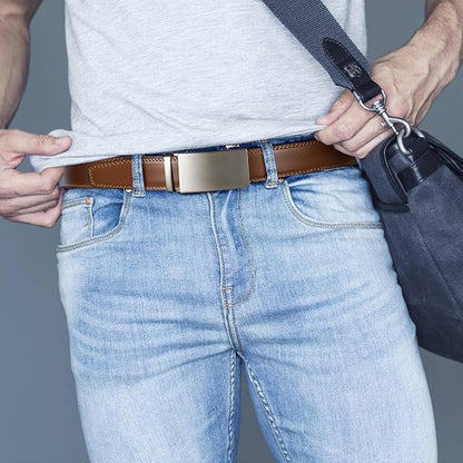 BOSTANTEN Mens Belt Leather Ratchet Belt For Men Dress and Casual with Adjustable Buckle, Trim to Fit