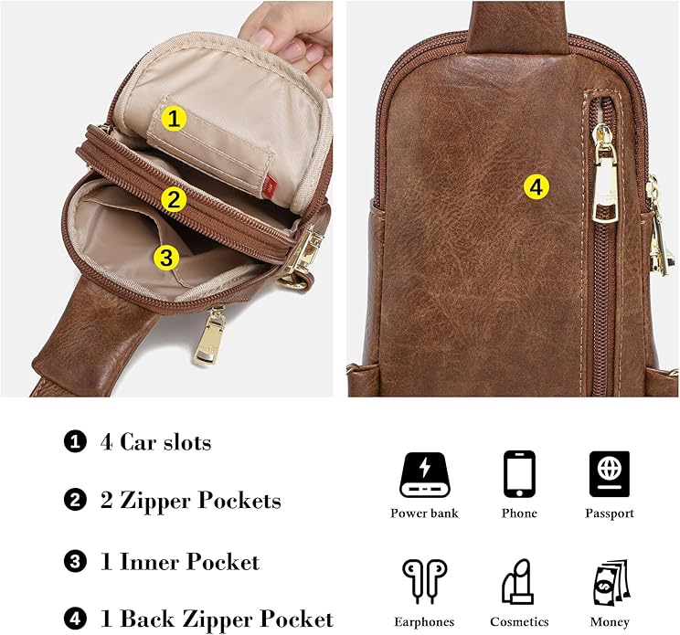 INICAT Small Sling Bag for Women Everyday & Travel Crossbody Bags Lightweight Cross Body Purses Vegan Leather