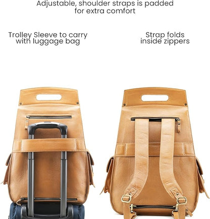 Handmade World Full Grain Leather Backpack for Men – Business Computer Backpack Fits Upto 17” Laptop, Office Work Travel Bag