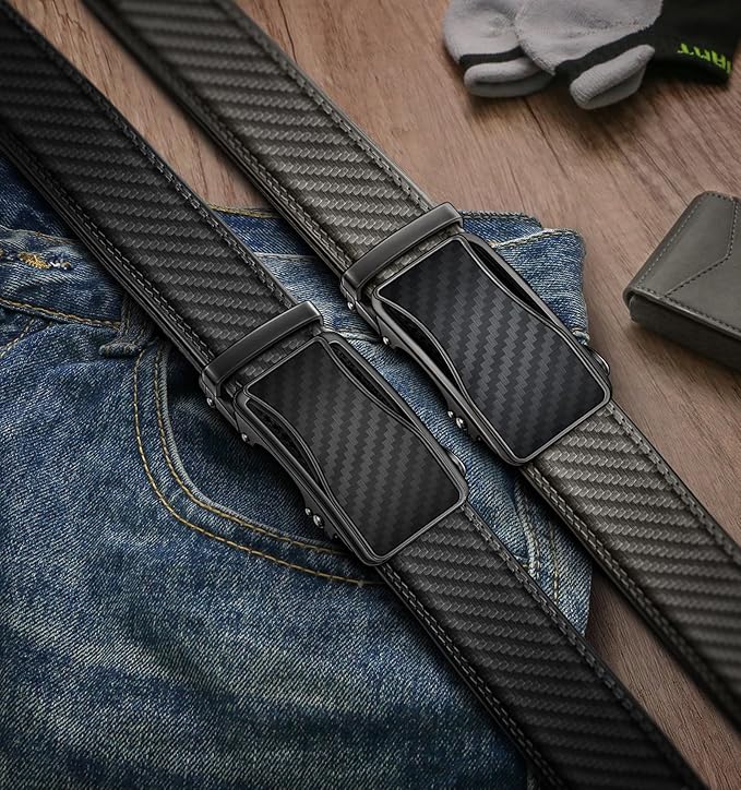 BULLIANT Men Belts 2 Pack,Ratchet Sliding Belt Adjustable For Gift Mens Dress Casual 1 3/8",Cut for Fit