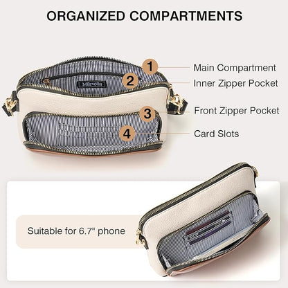 Marvolia Crossbody Bag for Women - PU Leather Shoulder Bag Trendy Small Crossbody Purse Bag for Travel Work Party