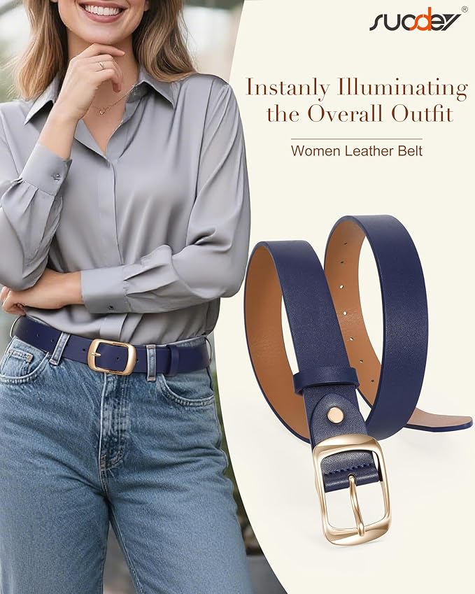 SUOSDEY Women Belts For Jeans Dresses Pants Ladies Leather Waist Belt with Elegant Buckle, Width 1.3"
