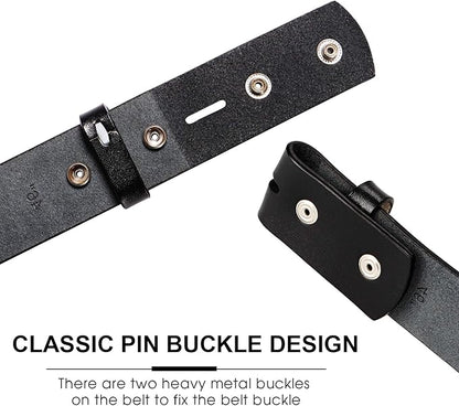 HJones Western Belts for Men without Buckle,Cowboy Belt Buckles for Men,1.5" Wide Genuine Leather Belt No Buckle