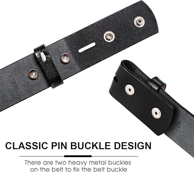 HJones Western Belts for Men without Buckle,Cowboy Belt Buckles for Men,1.5" Wide Genuine Leather Belt No Buckle